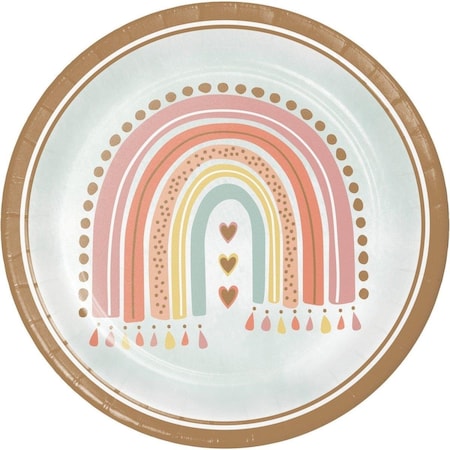 Omg 8.75 in. Boho Rainbow Dinner Paper Plate OM3520144